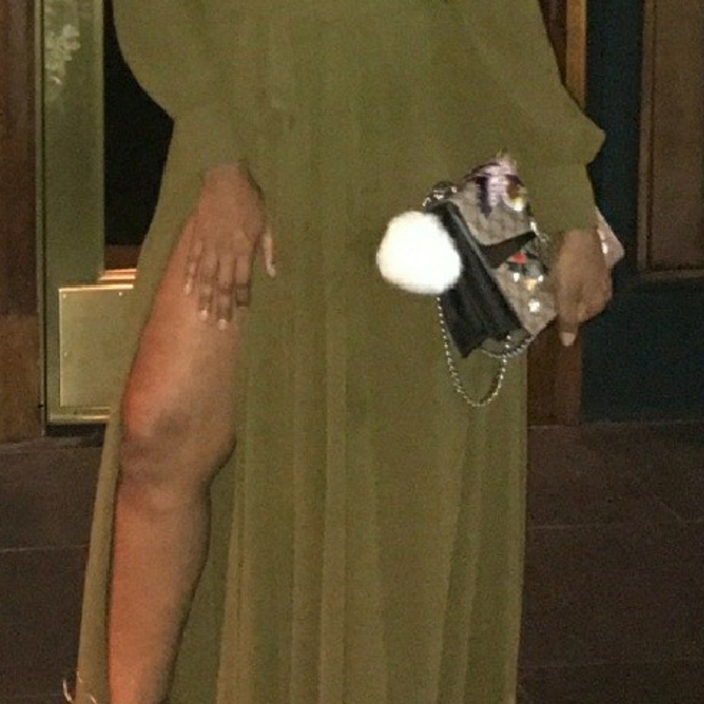 Olive wrap maxie dress